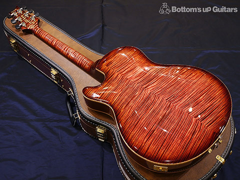 PRS Private Stock PS #5995 Singlecut Archtop -Toned Top with Smoked Burst / Faded Red Tiger Back